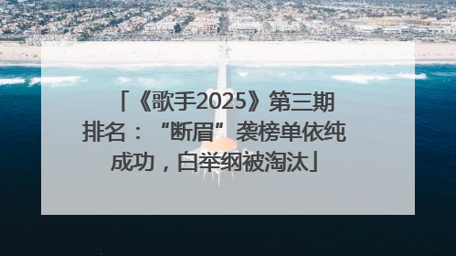 《歌手2025》第三期排名：“断眉”袭榜单依纯成功，白举纲被淘汰