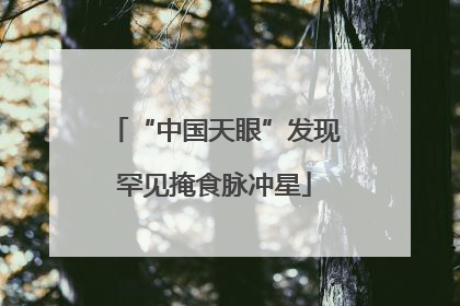 “中国天眼”发现罕见掩食脉冲星