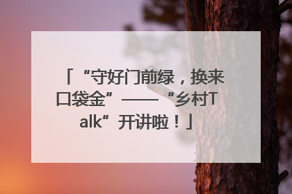 “守好门前绿，换来口袋金”——“乡村Talk”开讲啦！