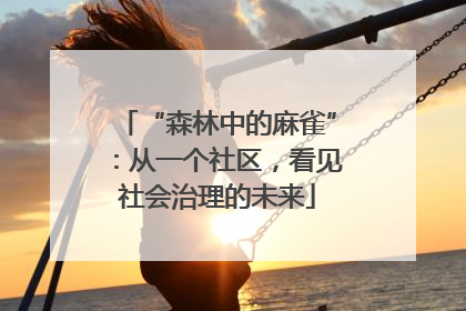 “森林中的麻雀”：从一个社区，看见社会治理的未来