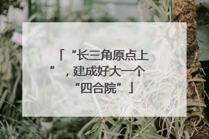 “长三角原点上”，建成好大一个“四合院”