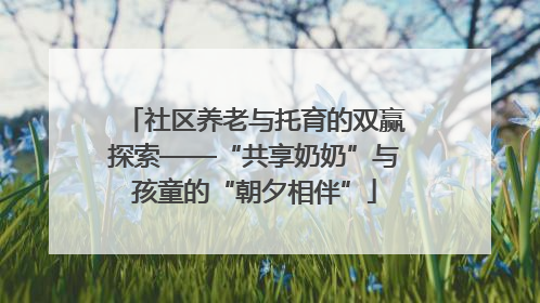 社区养老与托育的双赢探索——“共享奶奶”与孩童的“朝夕相伴”