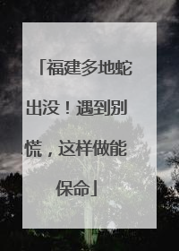 福建多地蛇出没！遇到别慌，这样做能保命