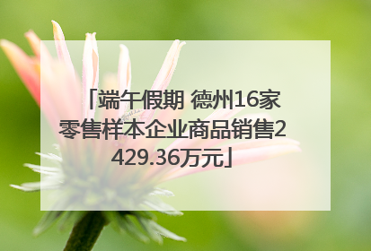 端午假期 德州16家零售样本企业商品销售2429.36万元