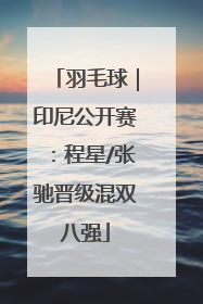 羽毛球｜印尼公开赛：程星/张驰晋级混双八强