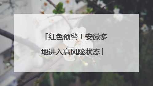 红色预警！安徽多地进入高风险状态