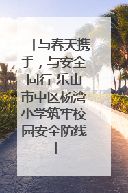 与春天携手，与安全同行 乐山市中区杨湾小学筑牢校园安全防线