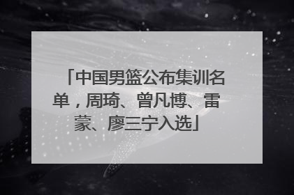 中国男篮公布集训名单，周琦、曾凡博、雷蒙、廖三宁入选