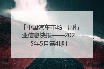 中国汽车市场一周行业信息快报——2025年5月第4期