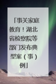 事关家庭教育！湖北省检察院等部门发布典型案（事）例
