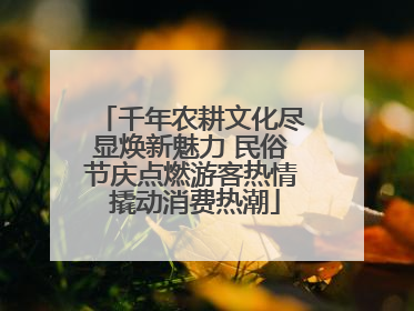千年农耕文化尽显焕新魅力 民俗节庆点燃游客热情 撬动消费热潮