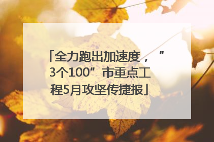 全力跑出加速度，“3个100”市重点工程5月攻坚传捷报