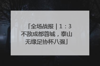 全场战报｜1：3不敌成都蓉城，泰山无缘足协杯八强
