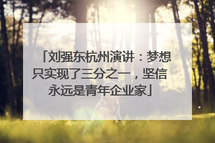 刘强东杭州演讲：梦想只实现了三分之一，坚信永远是青年企业家