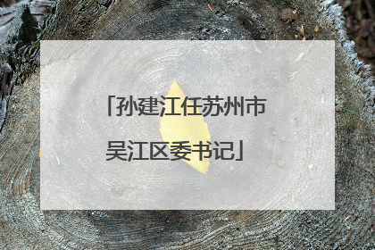 孙建江任苏州市吴江区委书记