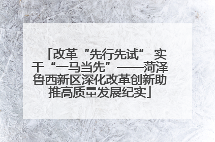 改革“先行先试” 实干“一马当先”——菏泽鲁西新区深化改革创新助推高质量发展纪实