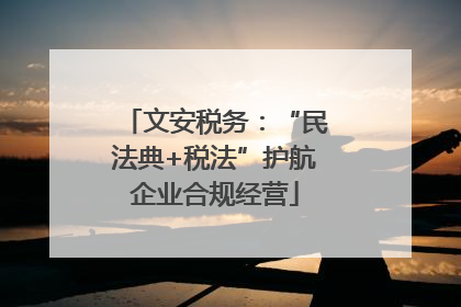 文安税务：“民法典+税法”护航企业合规经营