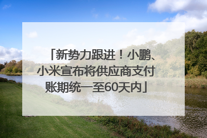 新势力跟进！小鹏、小米宣布将供应商支付账期统一至60天内