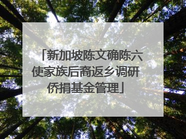 新加坡陈文确陈六使家族后裔返乡调研侨捐基金管理