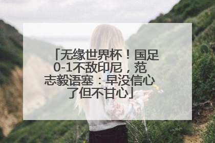 无缘世界杯！国足0-1不敌印尼，范志毅语塞：早没信心了但不甘心