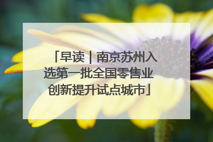 早读｜南京苏州入选第一批全国零售业创新提升试点城市