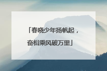 春晓少年扬帆起，奋楫乘风破万里