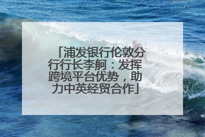 浦发银行伦敦分行行长李舸：发挥跨境平台优势，助力中英经贸合作