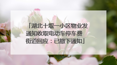 湖北十堰一小区物业发通知收取电动车停车费 街道回应：已撤下通知