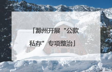 滁州开展“公款私存”专项整治