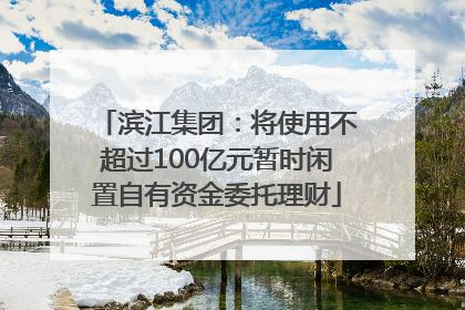 滨江集团：将使用不超过100亿元暂时闲置自有资金委托理财
