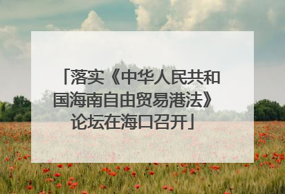 落实《中华人民共和国海南自由贸易港法》论坛在海口召开