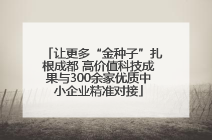 让更多“金种子”扎根成都 高价值科技成果与300余家优质中小企业精准对接