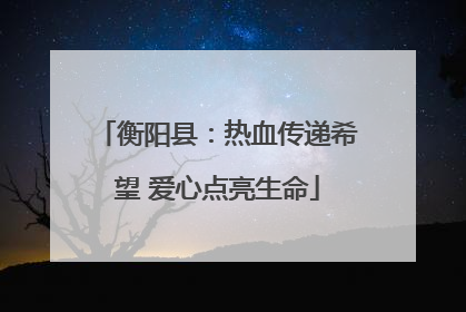 衡阳县：热血传递希望 爱心点亮生命