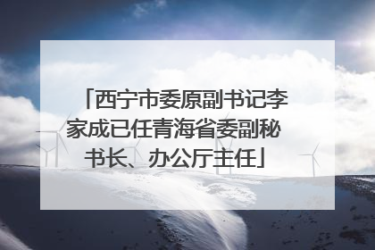 西宁市委原副书记李家成已任青海省委副秘书长、办公厅主任
