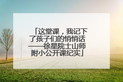 这堂课，我记下了孩子们的悄悄话——徐星院士山师附小公开课纪实
