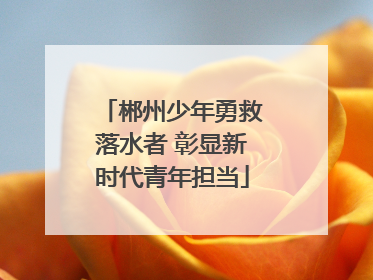 郴州少年勇救落水者 彰显新时代青年担当