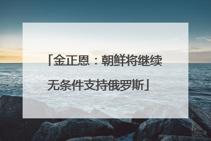 金正恩：朝鲜将继续无条件支持俄罗斯