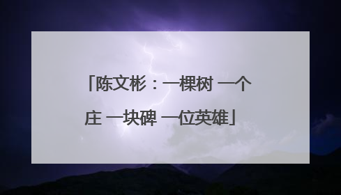 陈文彬：一棵树 一个庄 一块碑 一位英雄