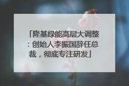 隆基绿能高层大调整：创始人李振国辞任总裁，彻底专注研发