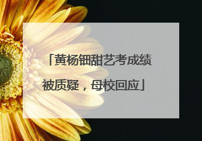 黄杨钿甜艺考成绩被质疑，母校回应