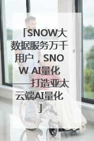 SNOW大数据服务万千用户，SNOW AI量化——打造亚太云端AI量化